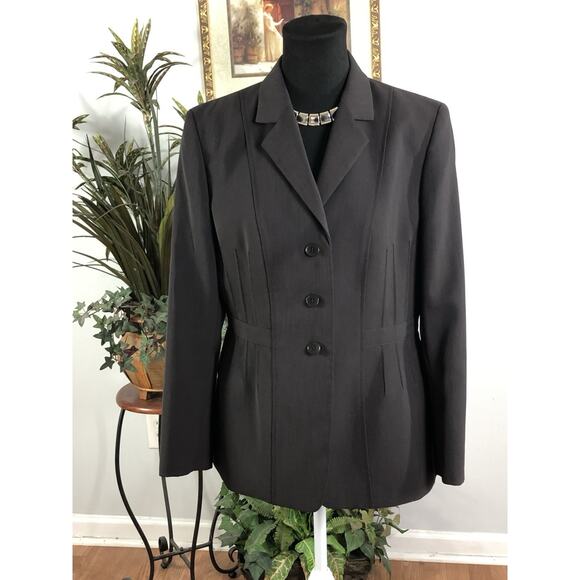 Kasper Women Jacket 12P Brown Long Sleeve Clueless Preppy Office Siren Lined - Picture 2 of 10